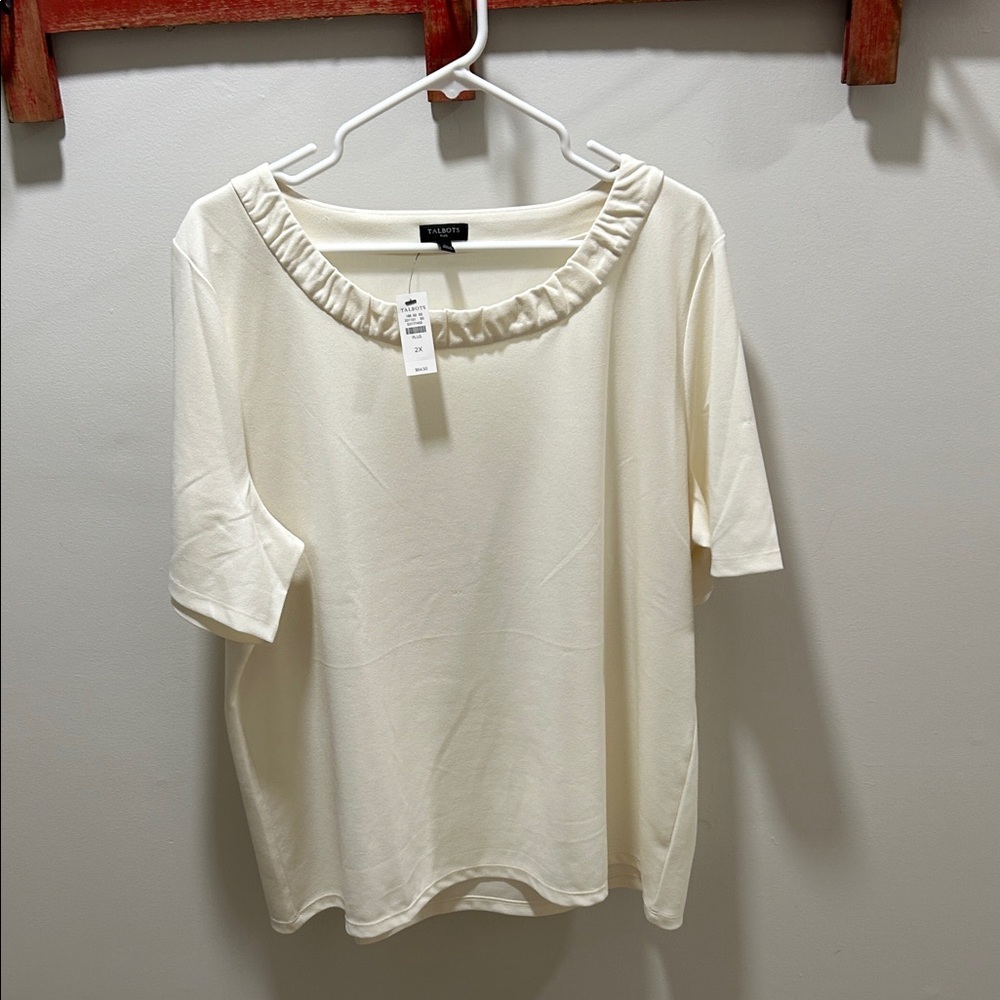 Talbots Cream Short Sleeve Top